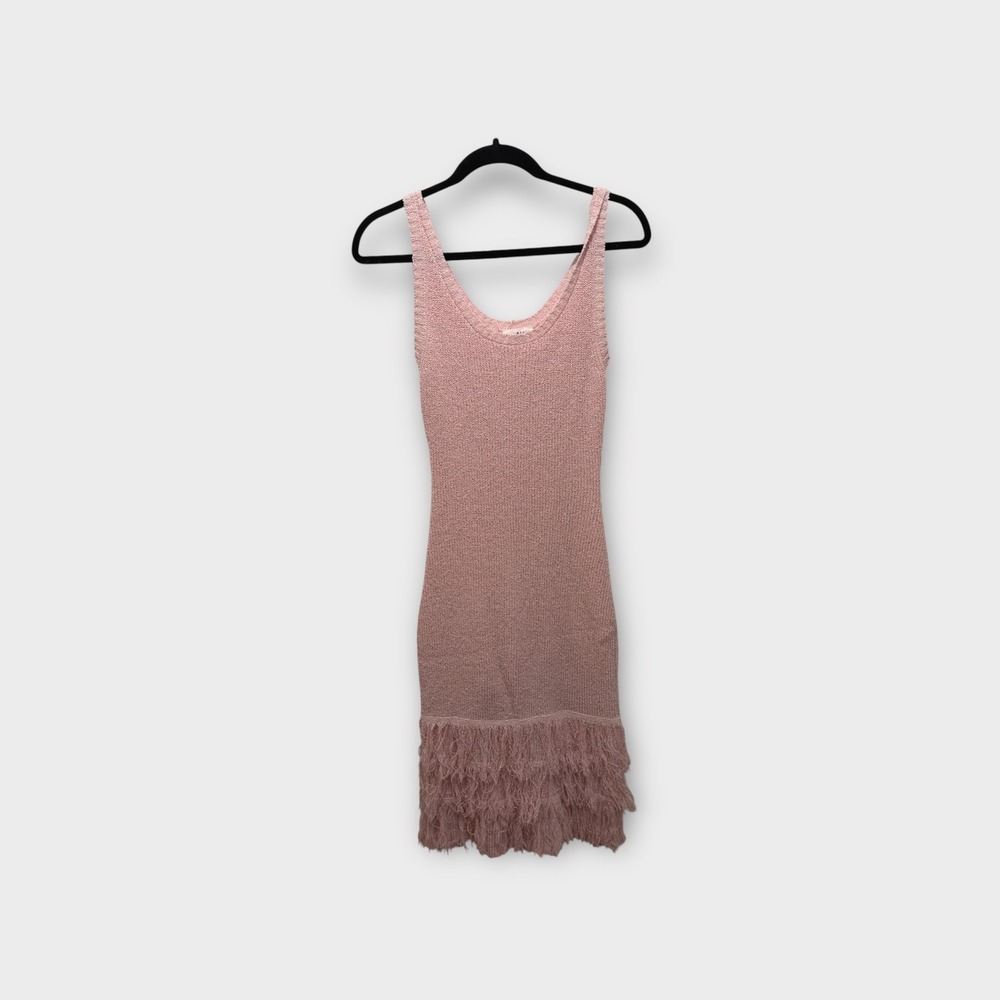 Able Los Angeles Pink Ethical Fringe Knit Dress Tank Top Sleeveless Size Small S